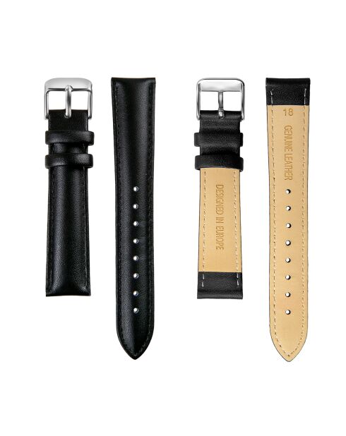 Montre Femme Grand Blanc en Cuir noire