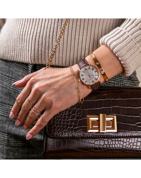 Montre Femme Classique en Cuir marron