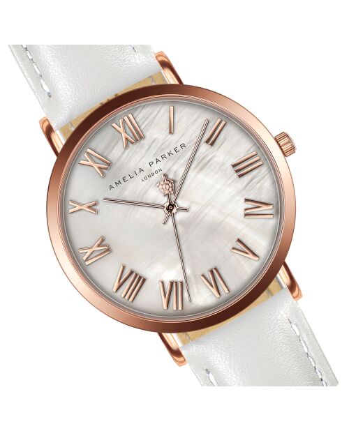 Montre Femme Classique en Cuir blanche
