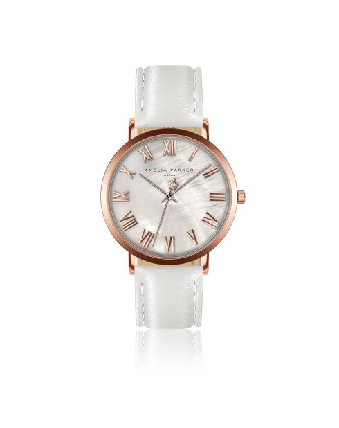 Montre Femme Classique en Cuir blanche