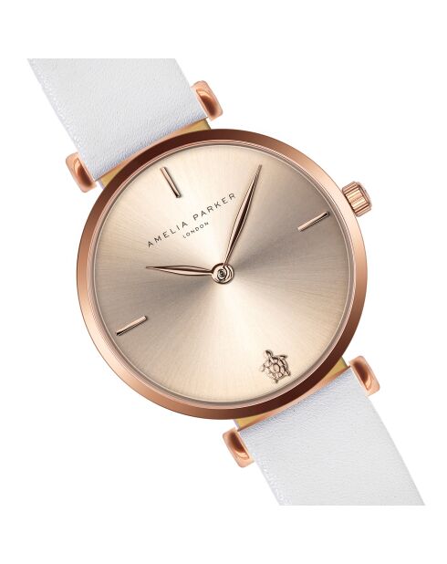 Montre Femme Gold Shore en Cuir blanche