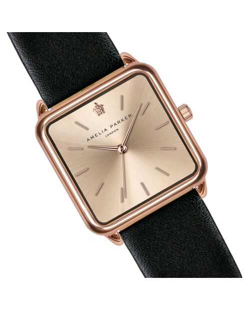 Montre Femme Gold Plaza en Cuir noire