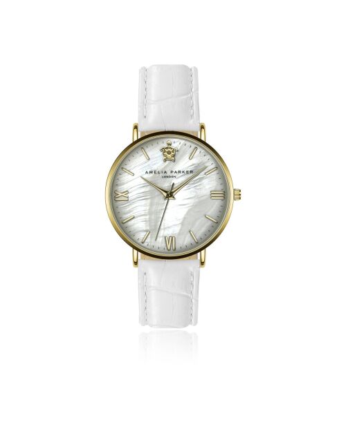 Montre Femme Pearl of the Sea en Cuir blanche