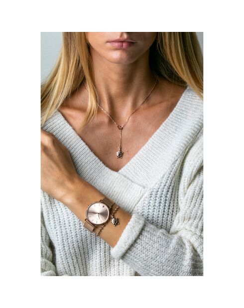 Parure Collier, Bracelet & Boucles d'Oreilles Wisdom rose doré