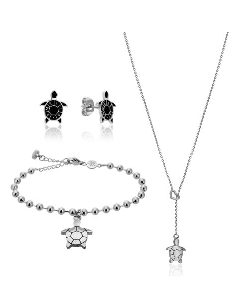 Parure Collier, Bracelet & Boucles d'Oreilles Wisdom argentée