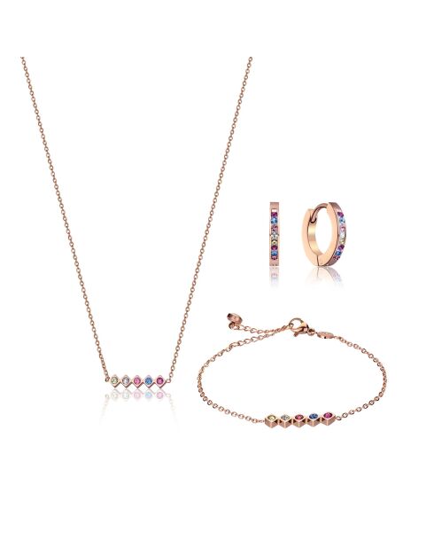 Parure Collier, Bracelet & Boucles d'Oreilles Butterfly Garden rose doré