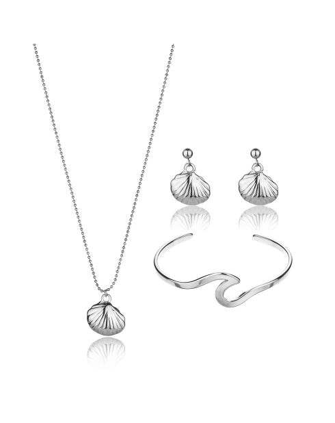 Parure Collier, Bracelet & Boucles d'Oreilles Mariner argentée