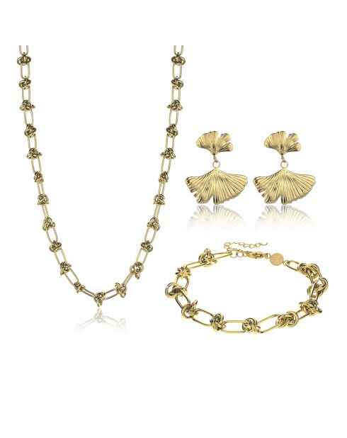 Parure Collier, Bracelet & Boucles d'Oreilles Nautia dorée