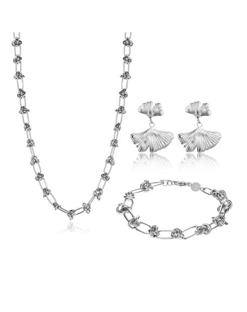 Parure Collier, Bracelet & Boucles d'Oreilles Nautia argentée