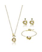 Parure Collier, Bracelet & Boucles d'Oreilles Pearl Nest dorée