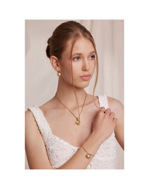 Parure Collier, Bracelet & Boucles d'Oreilles Pearl Nest dorée