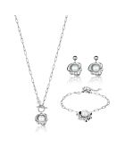 Parure Collier, Bracelet & Boucles d'Oreilles Pearl Nest argentée