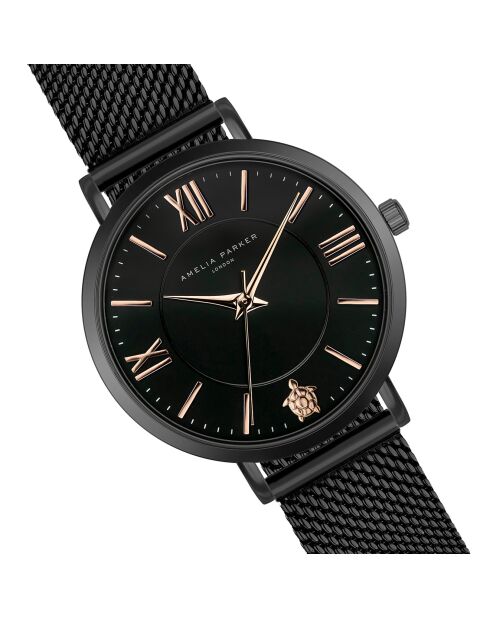 Set Montre Femme & Bracelet Petite Noir en Acier noir