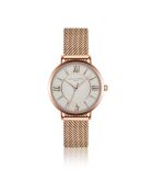 Set Montre Femme 2 Bracelets Petite Classique en Acier & Cuir rose doré/noir