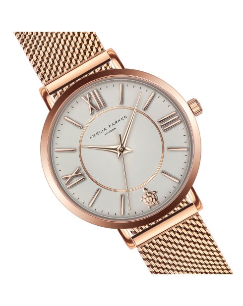 Set Montre Femme & Bracelet Petite Classique en Acier rose doré