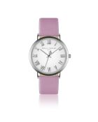 Set Montre Femme 2 Bracelets Grand Blanc en Acier & Cuir argenté/rose