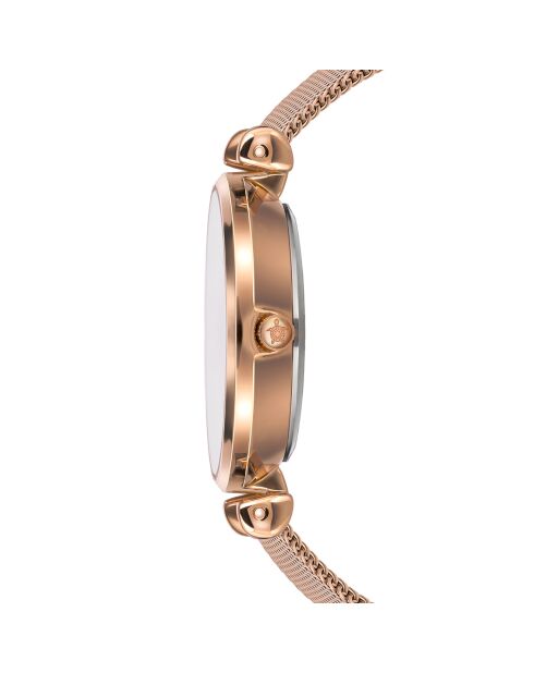 Set Montre Femme 2 Bracelets Gold Shore en Acier & Cuir rose doré/blanc