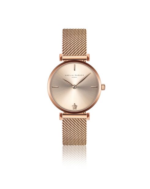 Set Montre Femme 2 Bracelets Gold Shore en Acier & Cuir rose doré/blanc