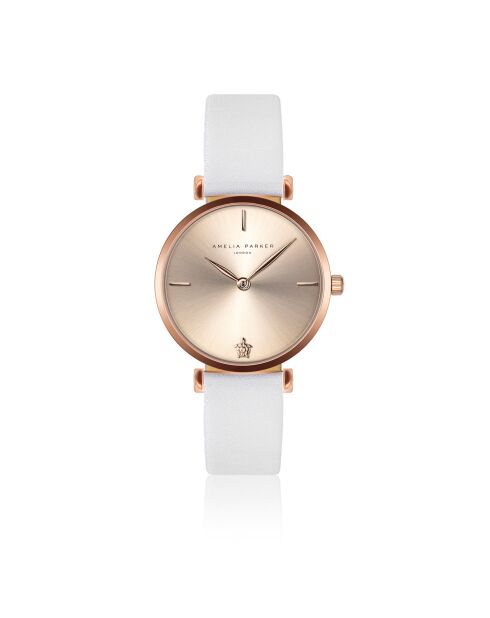 Set Montre Femme 2 Bracelets Gold Shore en Acier & Cuir rose doré/blanc