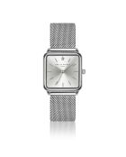 Set Montre Femme 2 Bracelets Plaza en Acier & Cuir argenté/bleu foncé