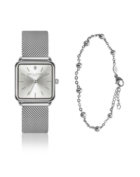 Set Montre Femme & Bracelet Plaza en Acier argenté