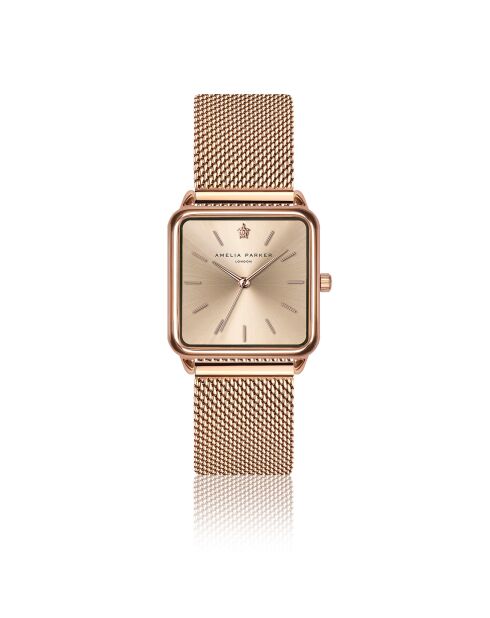 Set Montre Femme 2 Bracelets Gold Plaza en Acier & Cuir rose doré/noir