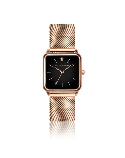 Set Montre Femme 2 Bracelets Night Plaza en Acier rose doré/noir