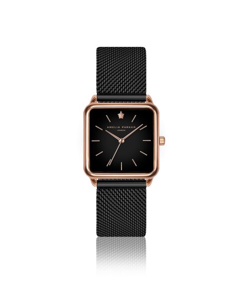 Set Montre Femme 2 Bracelets Night Plaza en Acier rose doré/noir