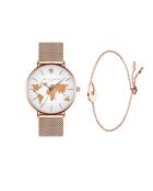 Set Montre Femme & Bracelet Vacation en Acier rose doré