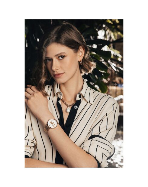 Set Montre Femme & Bracelet Vacation en Acier rose doré