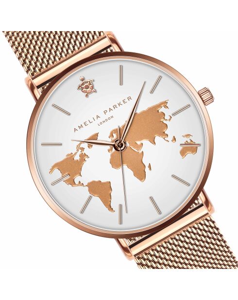 Set Montre Femme & Bracelet Vacation en Acier rose doré