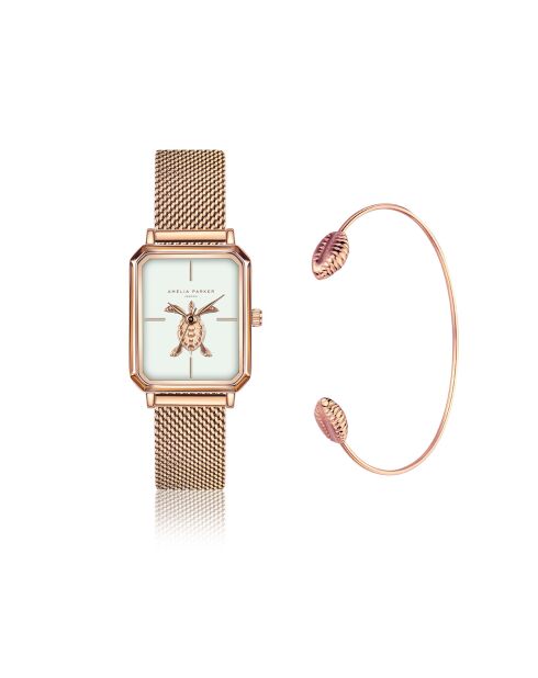 Set Montre Femme & Bracelet Serenity en Acier rose doré