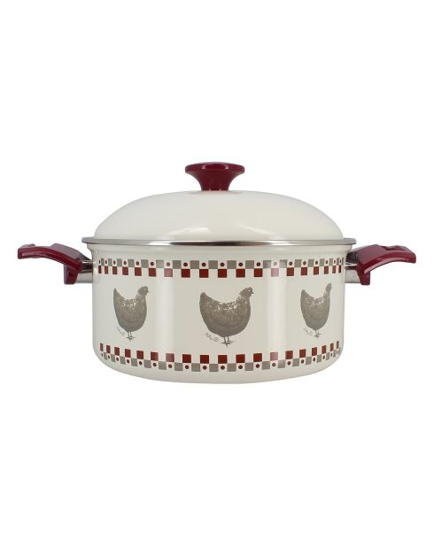Olla Gallina beige/roja - D.24 cm