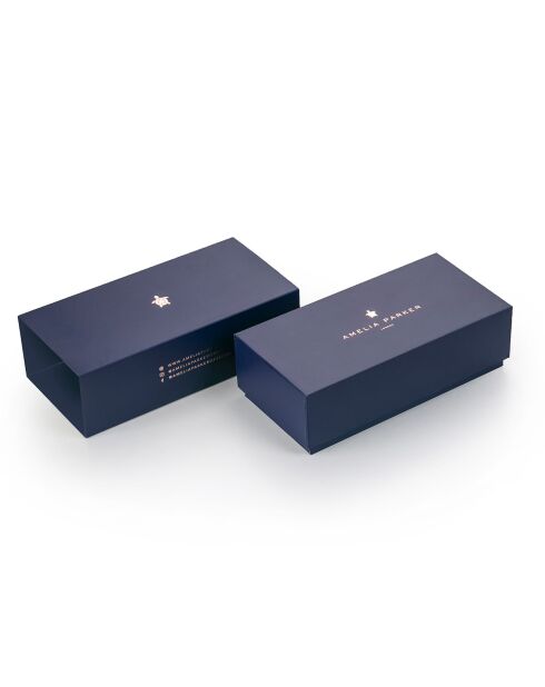 Set Montre Femme & Bracelet Petite Noir en Acier rose doré