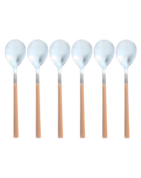 6 Cuillères de table Colorama noisette - 21.5 cm