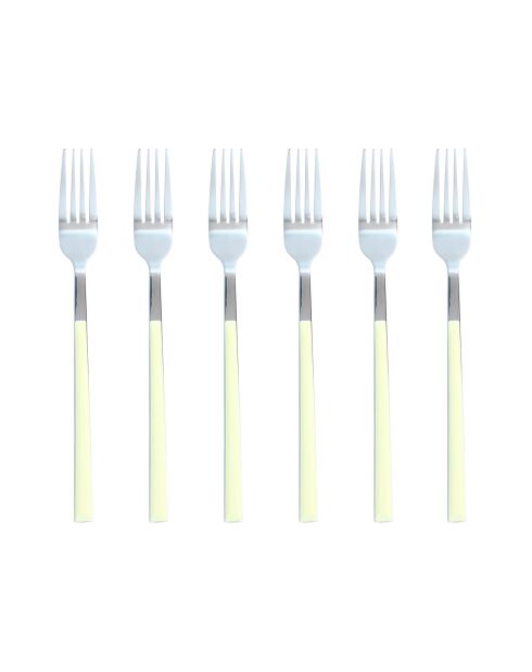 6 Fourchettes de table Colorama  crème - 21 cm