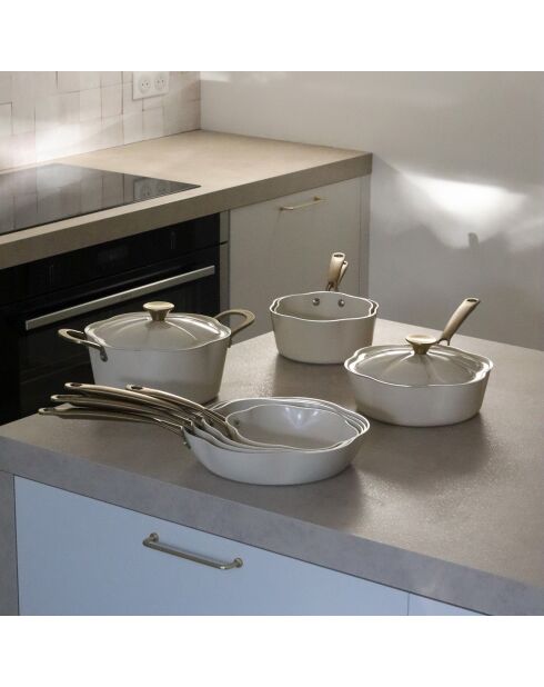 Batterie de Cuisine Dahlia beige - 8 Pièces