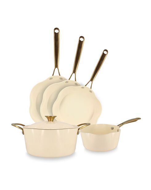 Batterie de Cuisine Dahlia beige - 5 Pièces