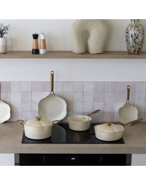 Batterie de Cuisine Dahlia beige - 8 Pièces