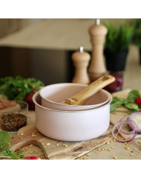 2 Casseroles Colorama roses - D.16/18 cm