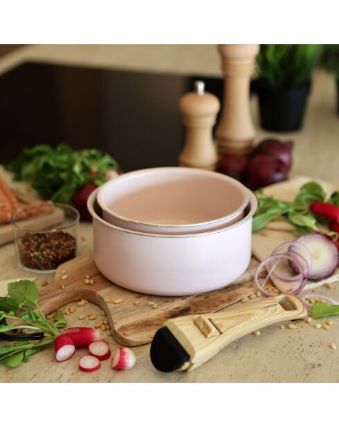 2 Casseroles Colorama roses - D.16/18 cm