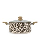 Bruine stoofpot met luipaardprint - D.24 cm