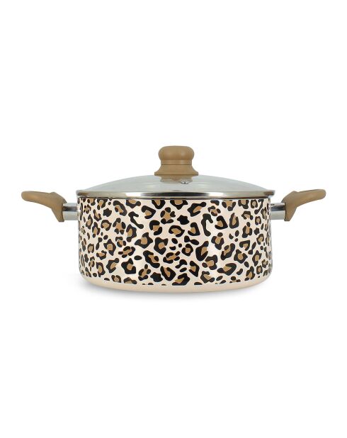 Bruine stoofpot met luipaardprint - D.24 cm