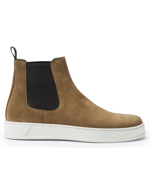 Chelsea Boots en Velours de Cuir beiges