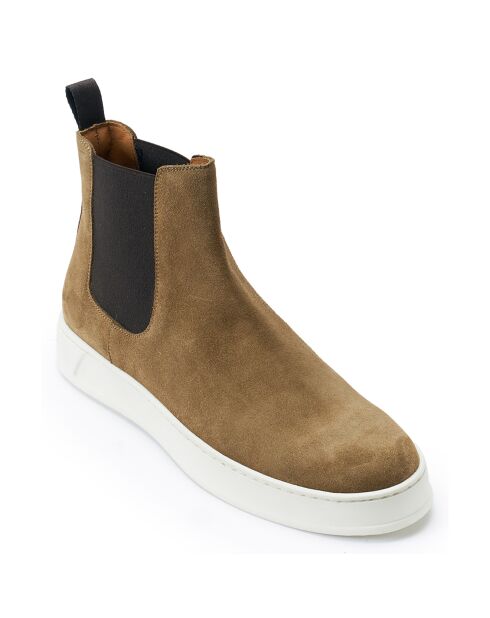 Chelsea Boots en Velours de Cuir beiges