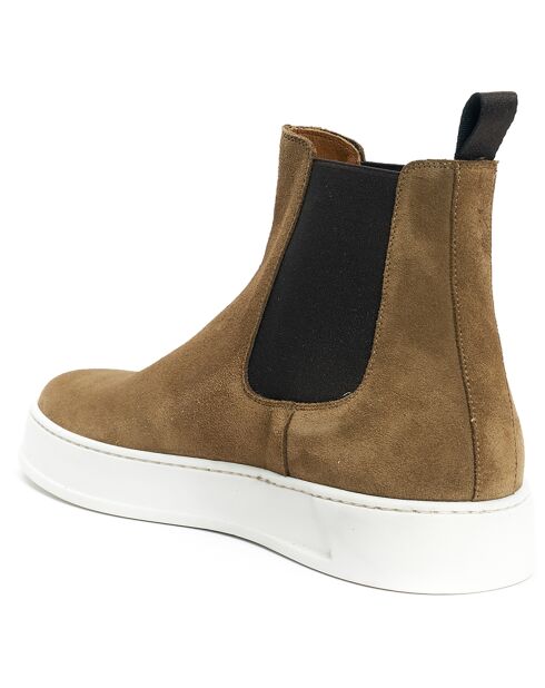 Chelsea Boots en Velours de Cuir beiges
