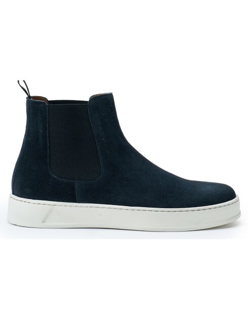 Chelsea Boots en Velours de Cuir bleu marine