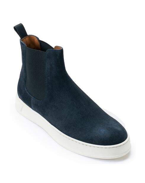 Chelsea Boots en Velours de Cuir bleu marine