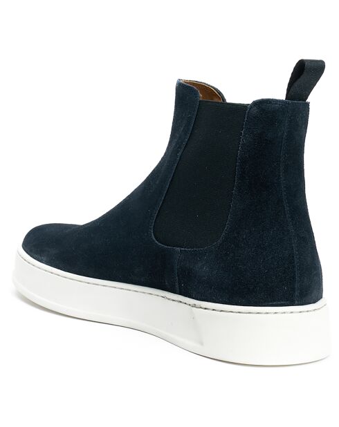 Chelsea Boots en Velours de Cuir bleu marine