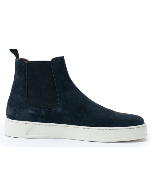 Chelsea Boots en Velours de Cuir bleu marine